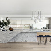 A modern, minimalist kitchen at Bower.